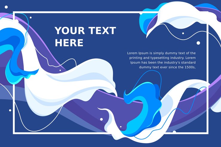 Vector パンフレット、チラシ、バナー、またはブランドテンプレートの青いトーン色抽象と液体の流れの背景