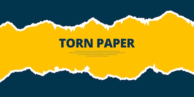 Blue torn paper effect banner design with yellow background