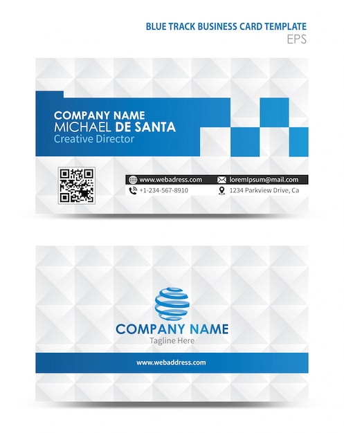 Vector blue track  business card template