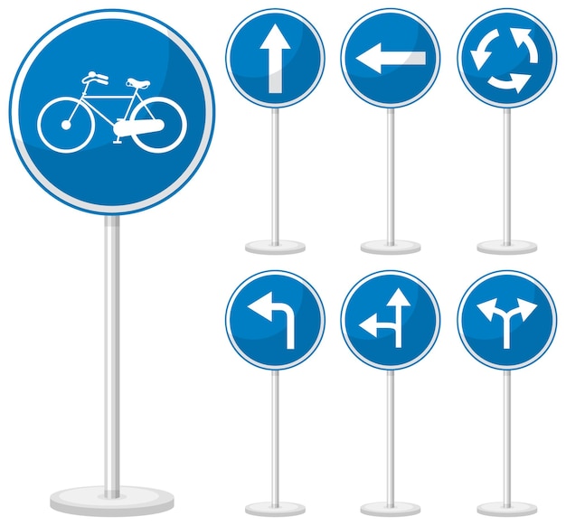 Vector blue traffic sign on white background