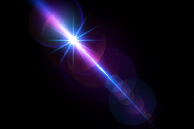 Vector blue transparent light lens flares streaks