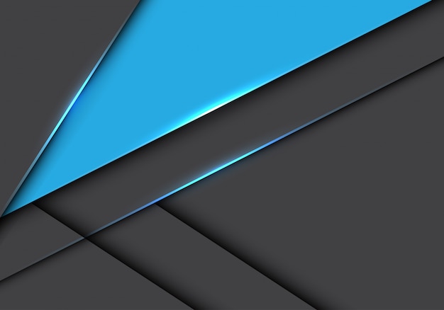 Blue triangle on grey metallic overlap futuristic background.