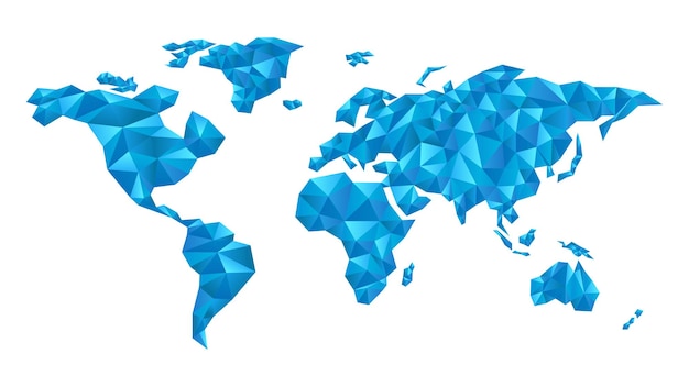 Blue triangle pattern vector world map design