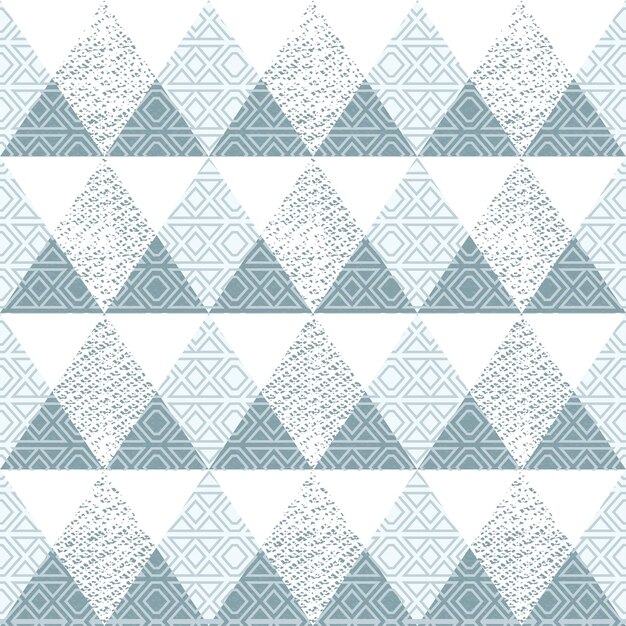 Blue triangle seamless pattern with grunge effect