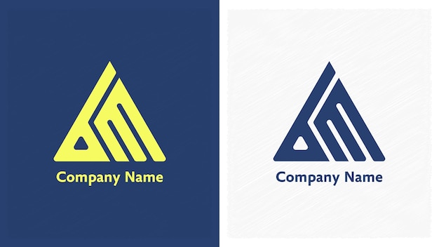 Vector a blue triangle and a yellow triangle bm logo