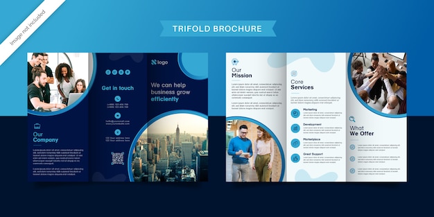 Design brochure a tre ante blu