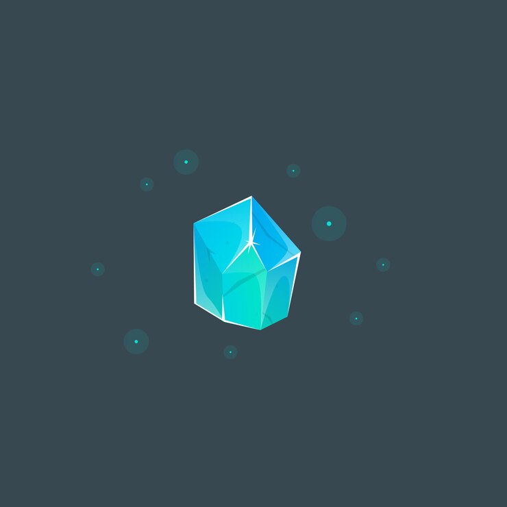 Vector blue turquoise magic gem stone icon item for games esoteric symbol isolated on black vector design