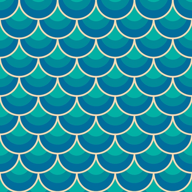 Blue turquoise vector seamless pattern in the form of scales.