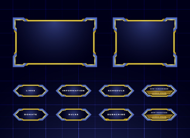 Blue twitch streaming panel design set