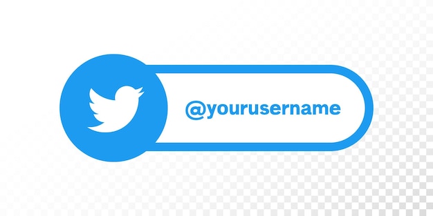 파란색 트위터 사용자 이름 레이블. 현대 소셜 미디어 버튼입니다.
