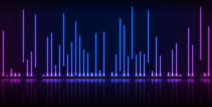 Vector blue ultraviolet neon laser lines technology modern background