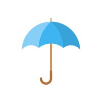 Vector blue umbrella icon in flat design. vector illustration. umbrella sign on white background.