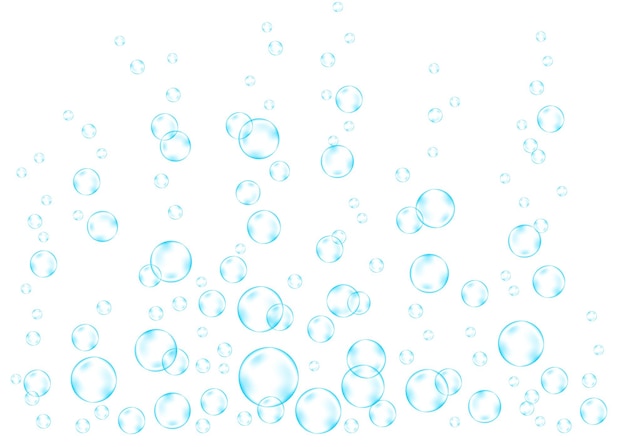 Blue underwater air bubbles