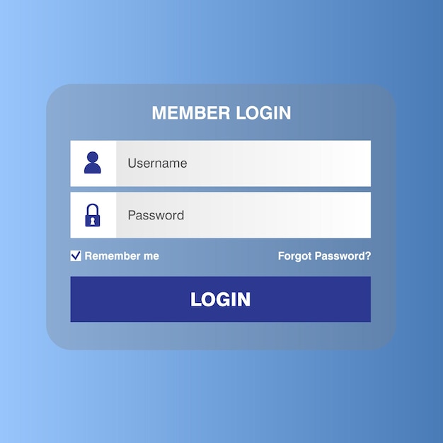 Vettore interfaccia utente blu per il login