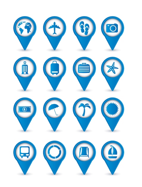 Vector blue vacation  icons isolated over white background vector