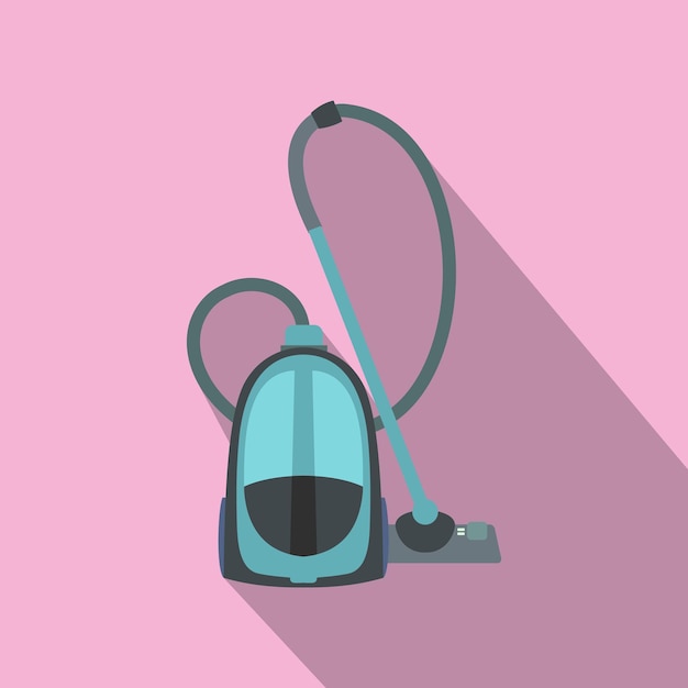 Vector blue vacuum cleaner flat icon on a pink background