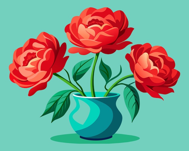 a blue vase with red roses in it and a blue vase with the words quot flowers quot