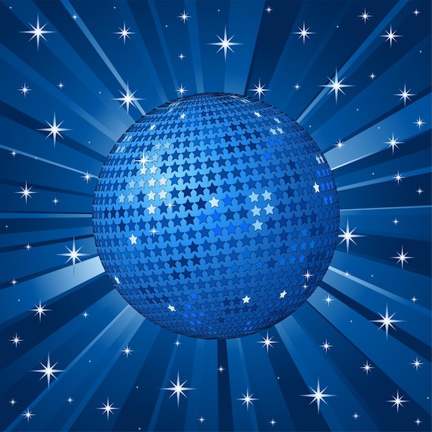 Vector blue vector background rays and ball