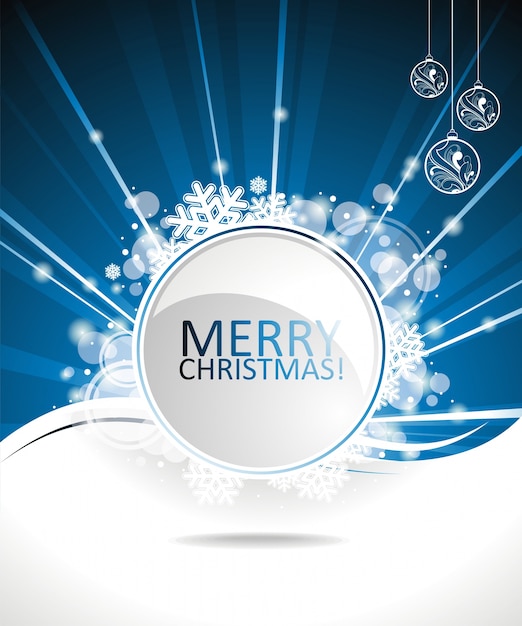 Blue vector christmas design background with text space.