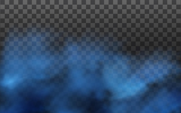 Blue vector cloudiness fog or smoke on dark checkered background.