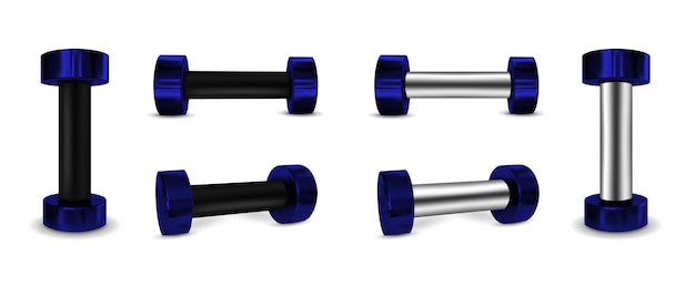 Blue vector metal dumbbells