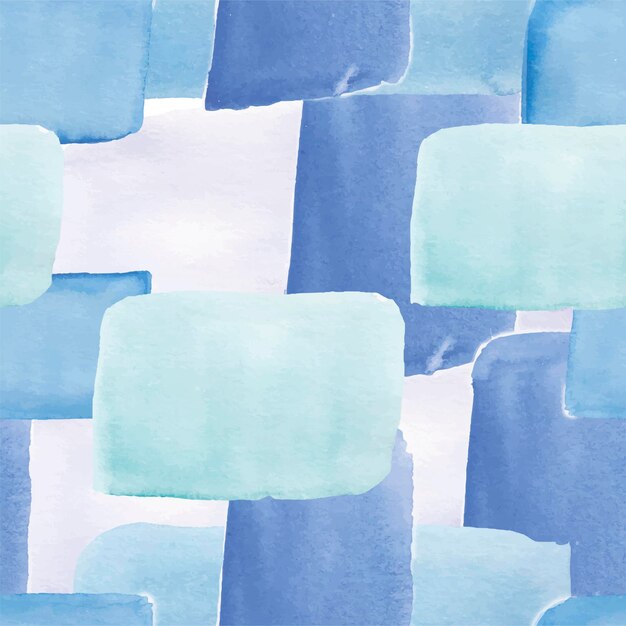Blue vector pattern, watercolor strokes and spots, seamless watercolor pattern.