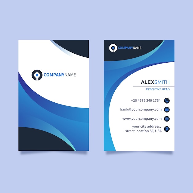 Blue vertical business card