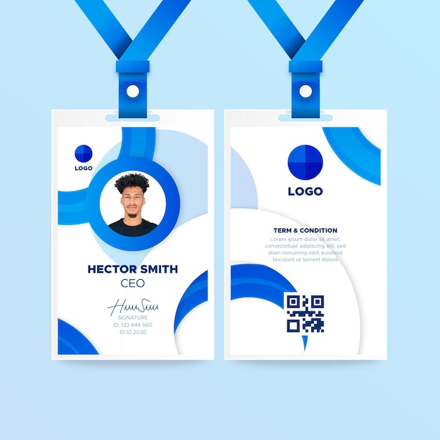 Blue vertical id card template