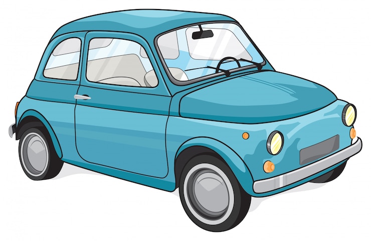 Vector blue vintage car