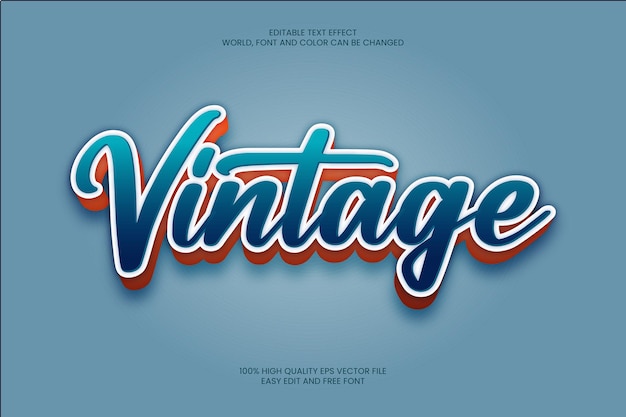 blue vintage editable text effect