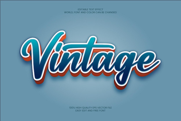 Vector blue vintage editable text effect