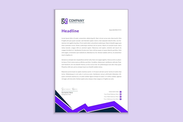 Blue violet abstract letterhead vector design