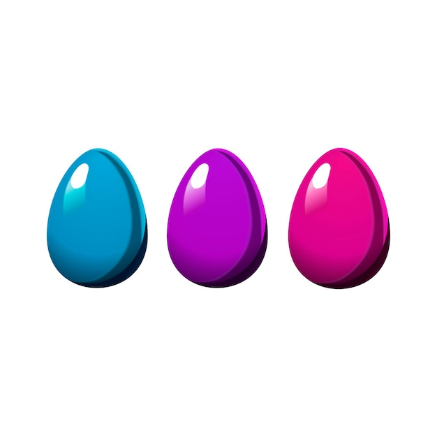 Blue violet Easter striped egg and egg with polka dots on white background Vector for design