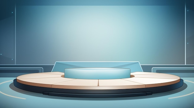 Vector a blue wall with a platform and a platform with a glass top