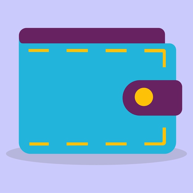 Blue wallet. wallet, flat design. the concept of online payments.