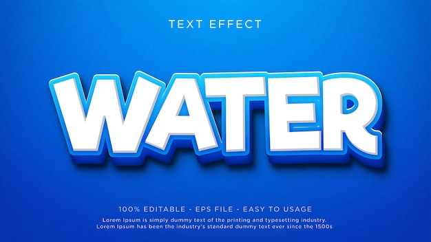 Blue Water 3D bewerkbaar teksteffect