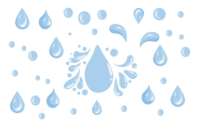 Vector blue water drop concept realistic drops with highlights of various shapes and sizes design elements