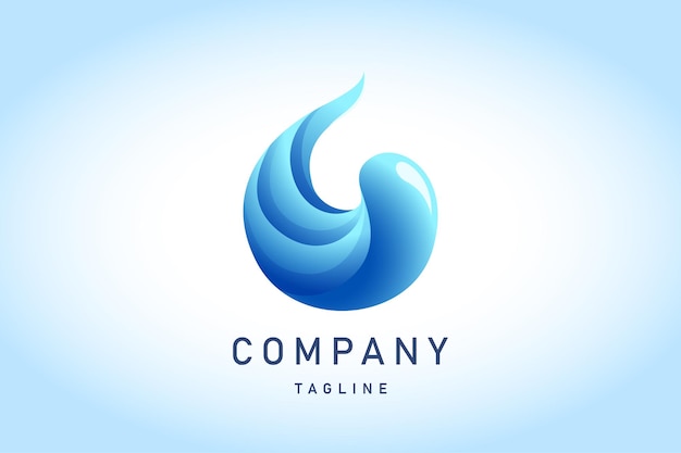 Vector blue water drop gradient logo