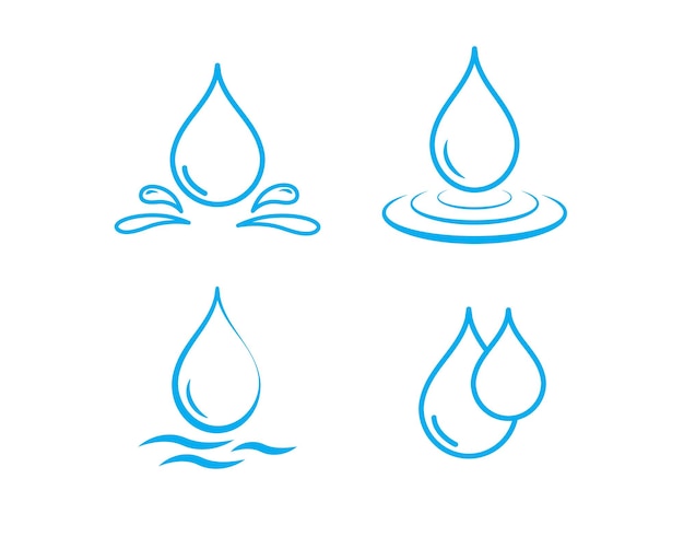 Blue water drop icon Water splash and blue wave Clean water