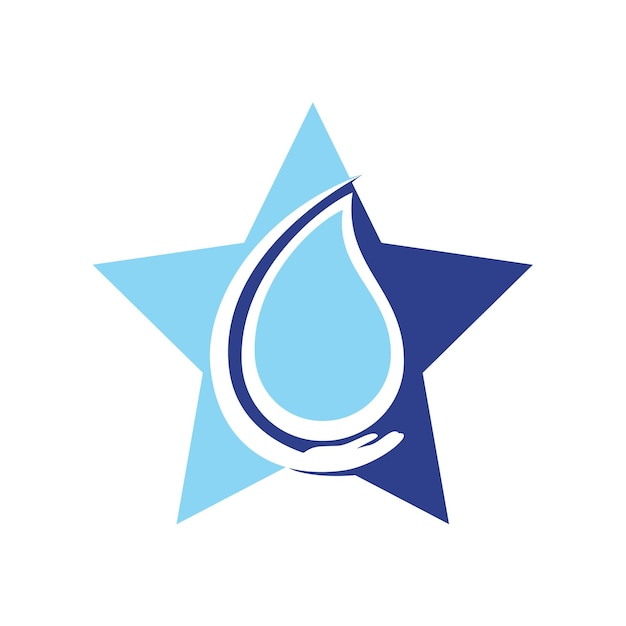 A blue water droplet with a star in the center