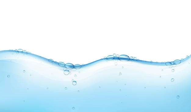 Acqua blu isolato sfondo bianco con sfondo sfumato, illustrazione vettoriale