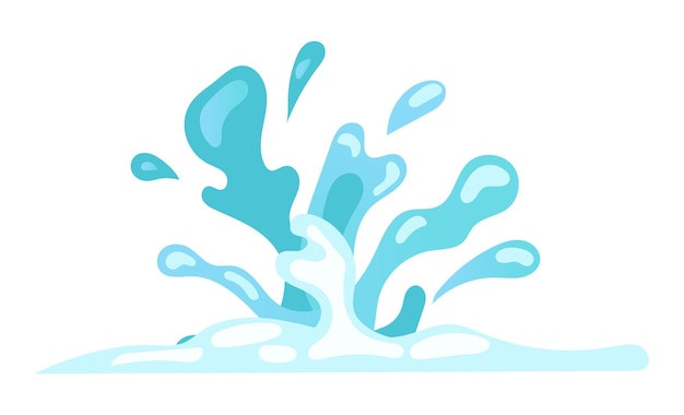 Vector blue water motion effect with flowing splashes and drops vector illustration in comic cartoon design