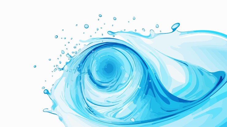 Vector blue water ripple on white background top view