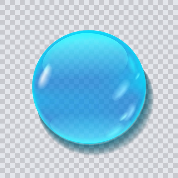 Vector blue water round drop vector illustration isolated on transparent bacground