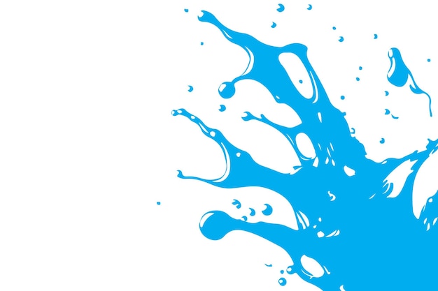 A blue water splash against a white background