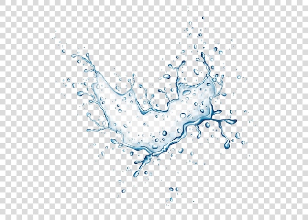 Blue water splash and drops isolated on transparent background. aqua. vector texture.