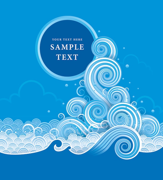 Blue water vector, abstract wave design element