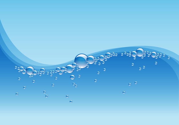 ベクトル 青い水の波と泡