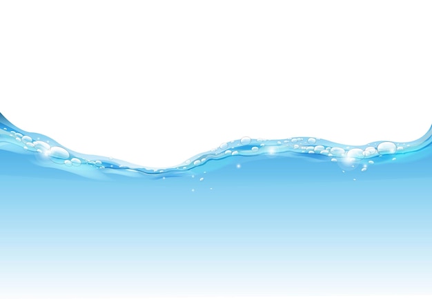 Vector blue water wave isolated white background