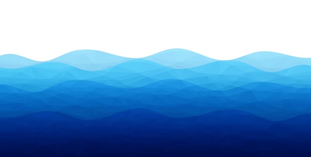 Blue water wave and white background, vector illustration